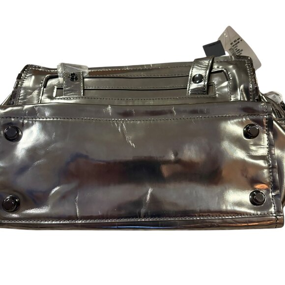 Grayson Holiday 2012 Studded Metallic Pewter Leather Satchel - Picture 7 of 10